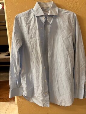 Men's Light Blue Dress Shirt with Point Collar